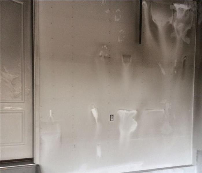 smoked damaged walls in a garage
