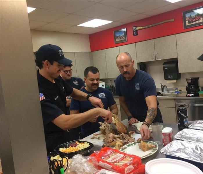 Firefighters enjoying a meal