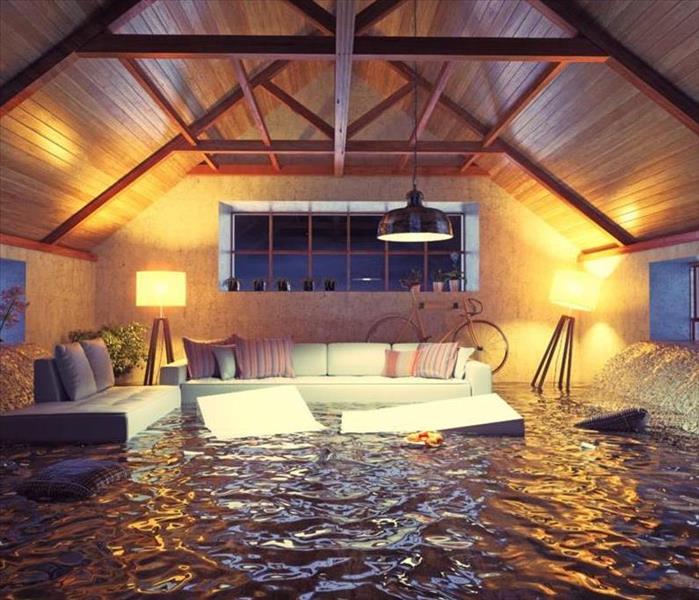 Flooded interior of home